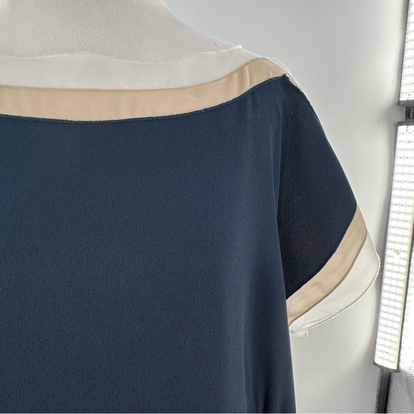 Ann Taylor womens dress size 14 navy blue cream sheath old money career - Picture 6 of 9